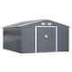 image 1 of Outsunny 13 x 11ft Metal Garden Shed, Outdoor Storage Tool House with Ventilation Slots, Foundation Kit and Lockable Double Doors, Grey