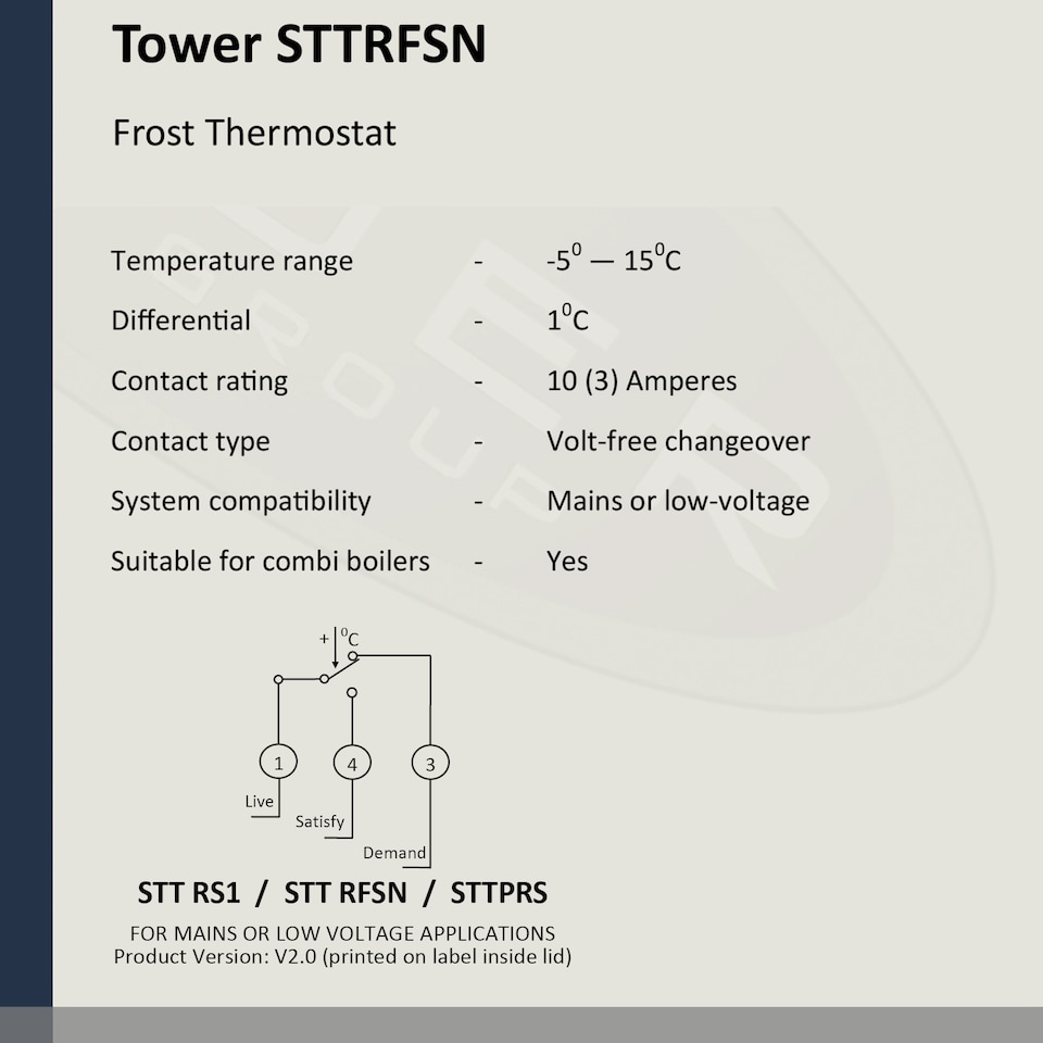 image 1 of Tower Frost Protection Thermostat Combi Boiler Heating Control Dial STTRFSN STAT