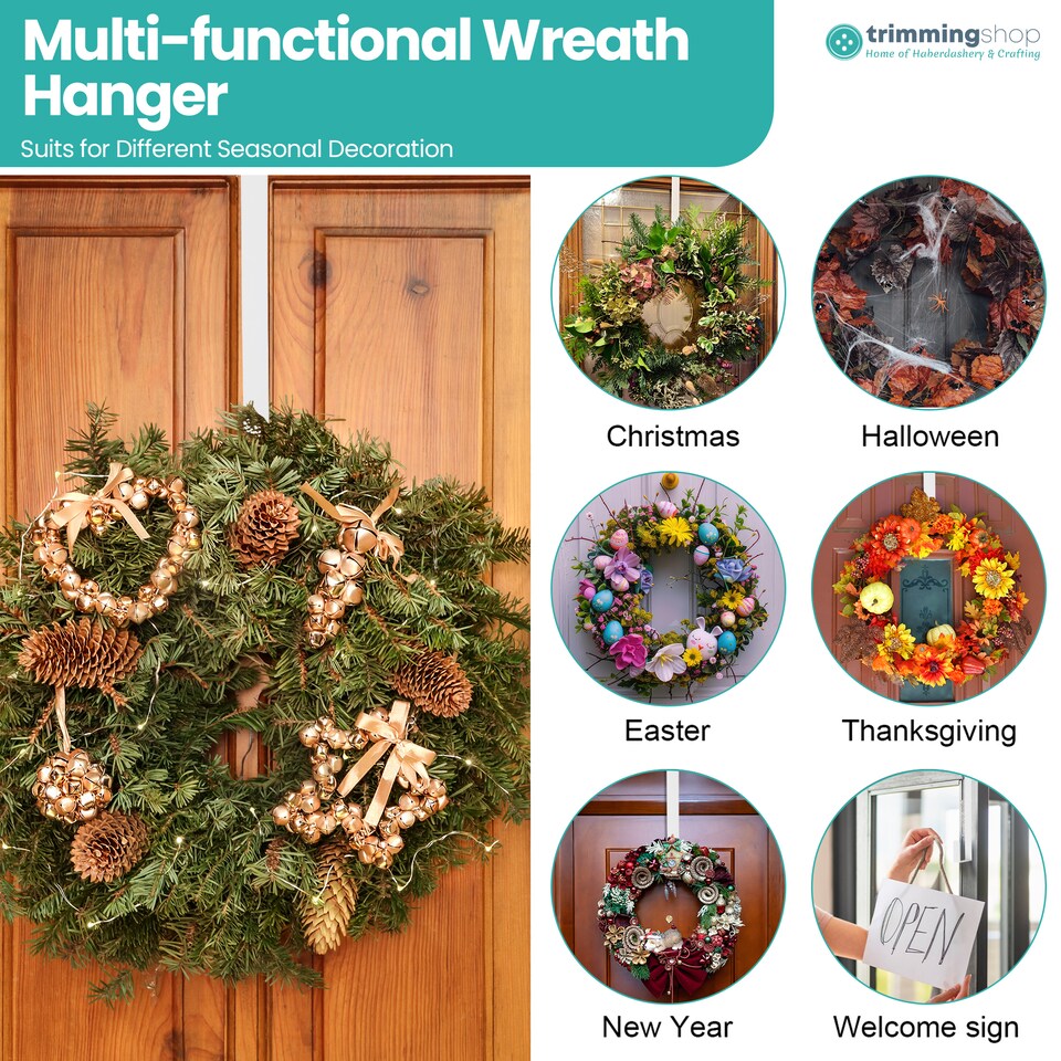 image 1 of Trimming Shop 12.5 Inch Strong Metal Wreath Door Hangers - Pack of 2