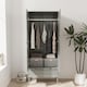 image 6 of Malmo 2 Door 2 Drawer Wardrobe with Scandi Legs Cupboard Hanging Rail 180cm | Multi | Grey Ash Grey | 1