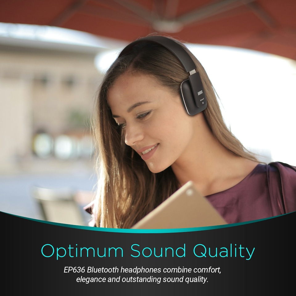 image 1 of Bluetooth Wireless Rechargeable On Ear Headphones with Mic, Ultra Lightweight, NFC - August EP636 | Black