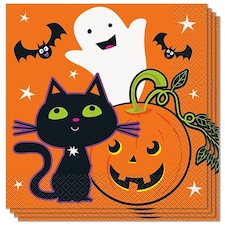 Cat & Pumpkin Halloween Luncheon Napkins 33cm 2Ply - Pack of 16