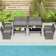 image 3 of COSTWAY 4 Piece Patio Conversation Set Outdoor Wicker Furniture