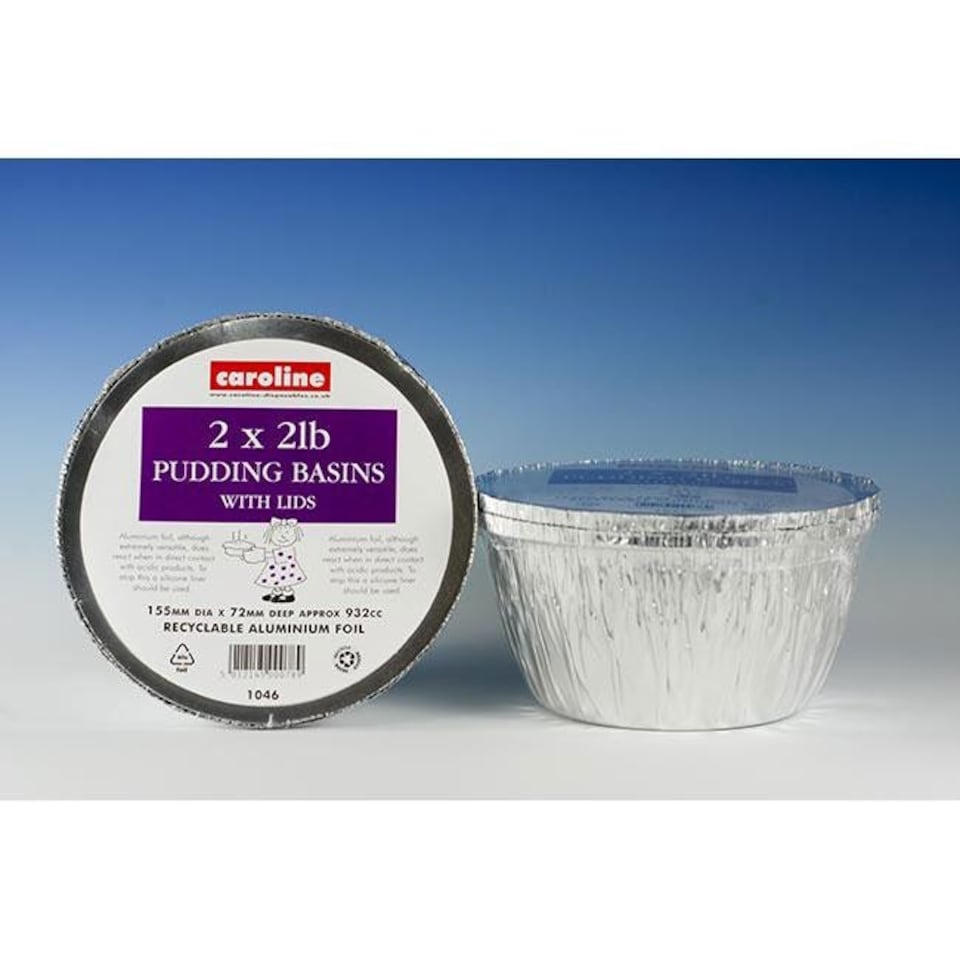 Caroline Foil Pudding Basins with Lids 932ml / 2lb / 155 x 72mm 2pk 1046 - One Colour - One Size
