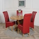 image 3 of Oregon Round Oak Dining Table with Montana Leather Chairs Red