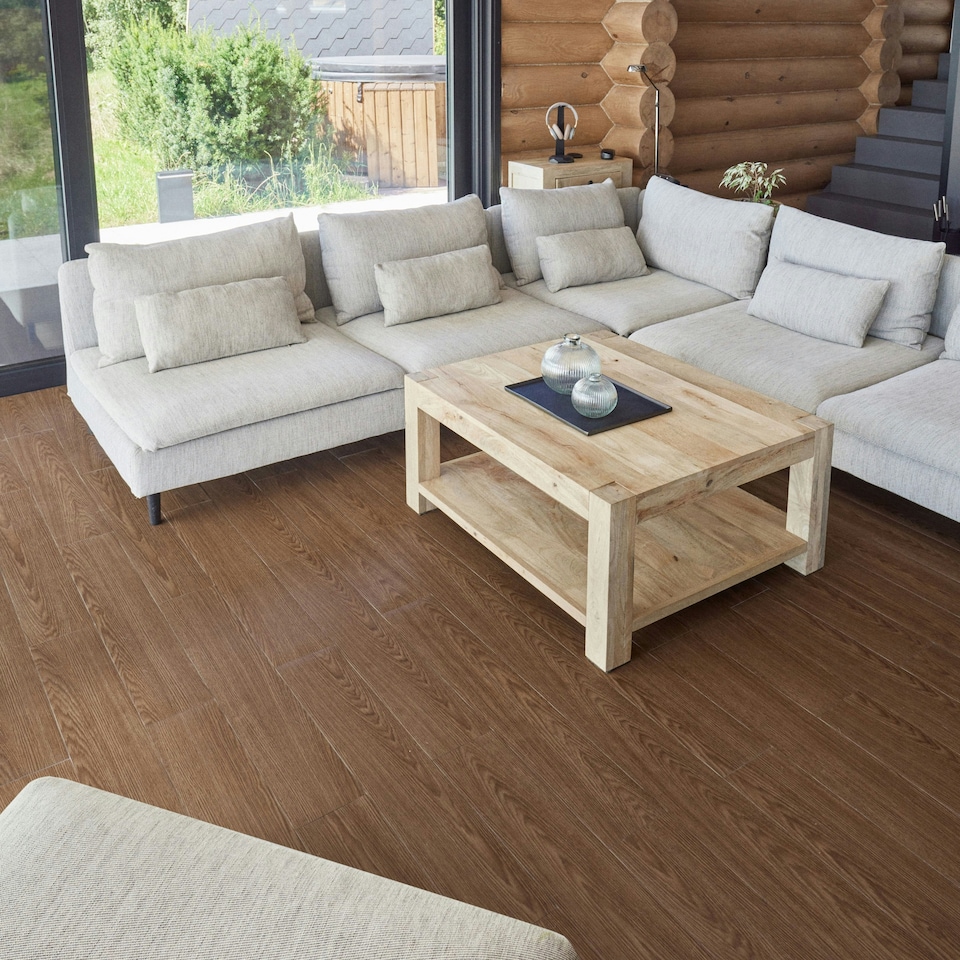 image 1 of NOVECRAFTO Self Adhesive Vinyl Floor Planks – Peel & Stick Flooring – Brown Wood Effect – Easy DIY Installation – Durable & Waterproof Tiles Brown | 0.97 sqm