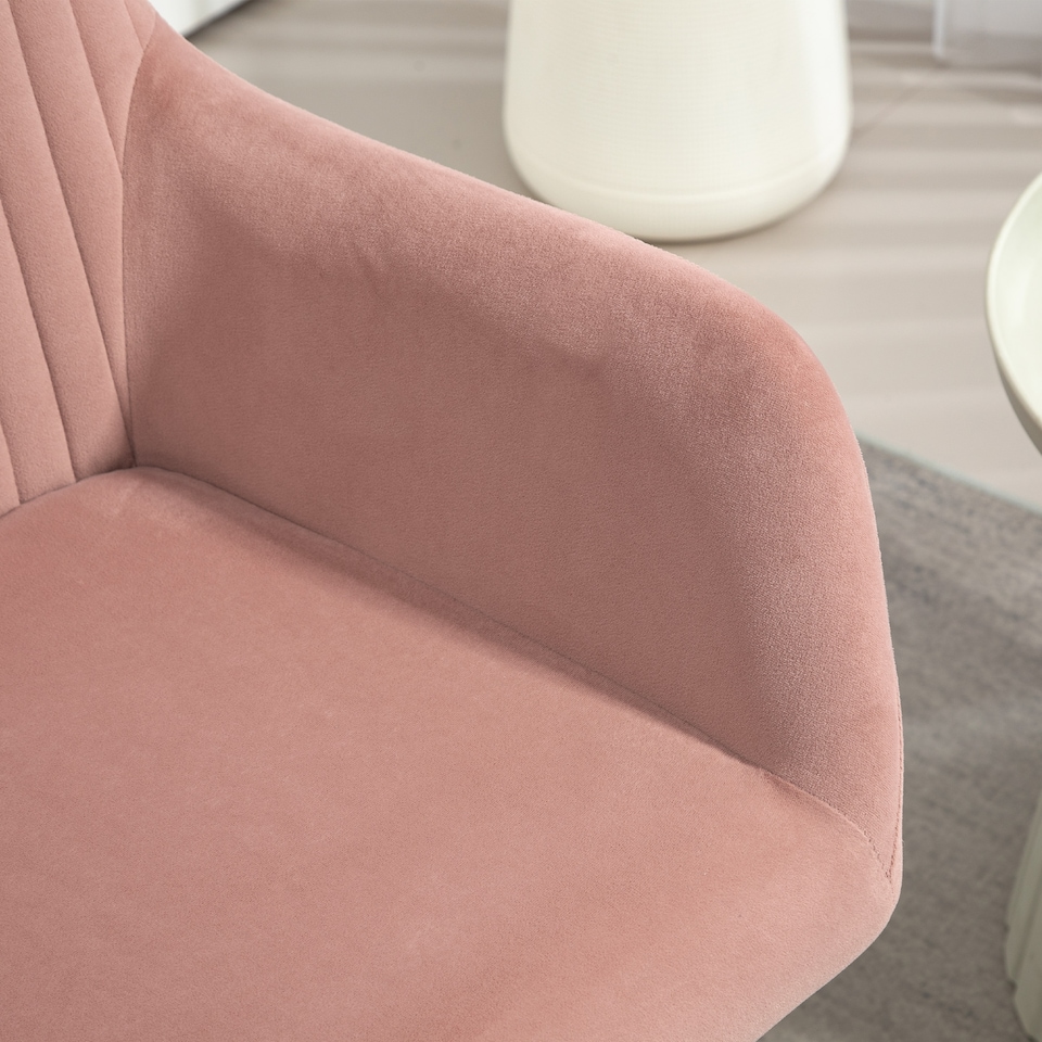 image 1 of HOMCOM Modern Accent Chair, Velvet-Touch Fabric Upholstered Armchair with Metal Base for Living Room, Bedroom and Dinning Room, Pink