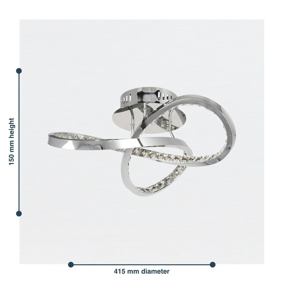 image 1 of First Choice Lighting Set of 2 Jewelled Chrome LED Loop Ceiling Lights Chrome | Clear