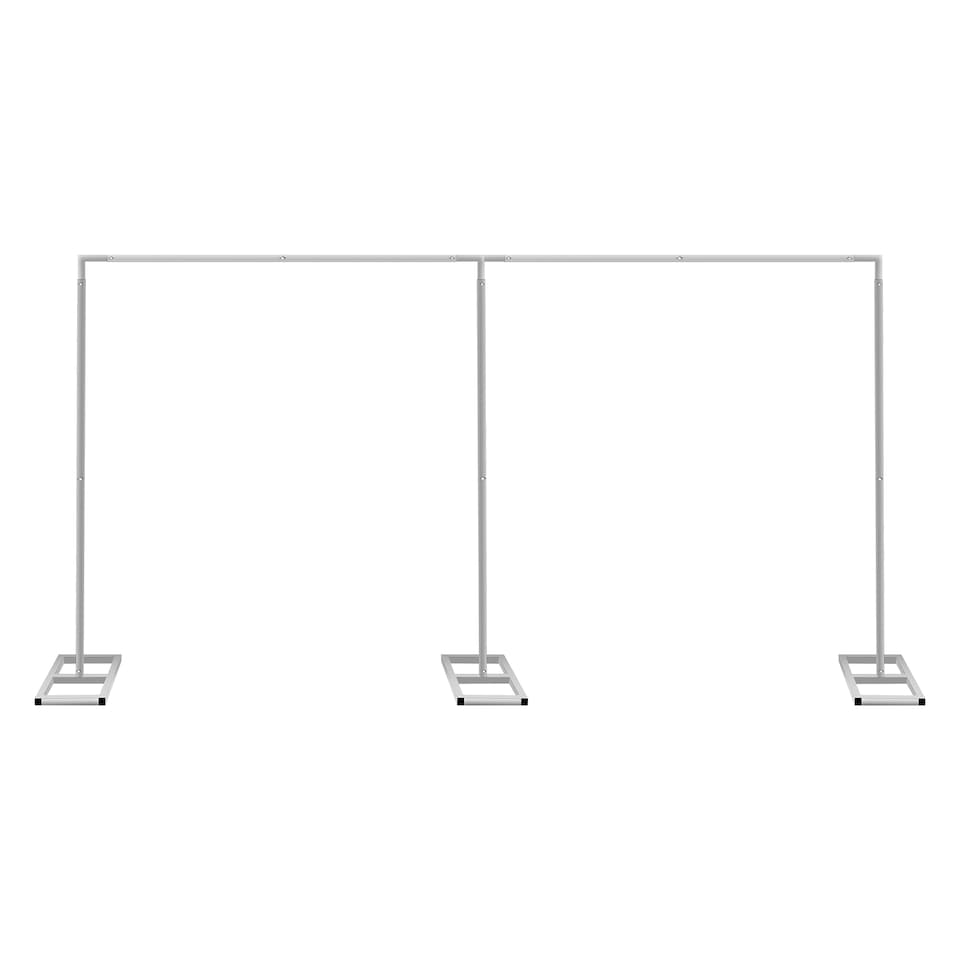 image 1 of 4x8m Silver Modular Rectangular Backdrop Stand Kit with Metal Frame - 3 Base, 10 Pipes
