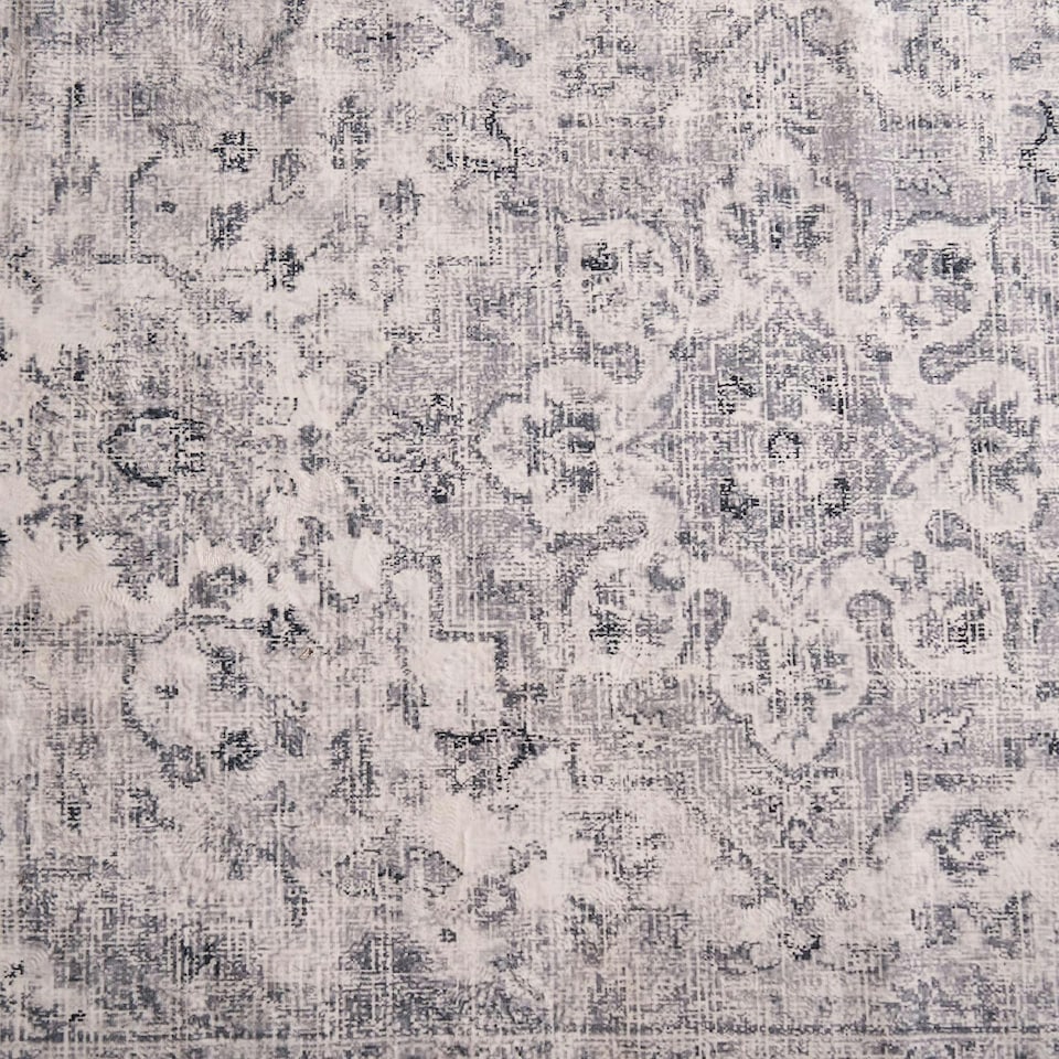 image 1 of OHS Vintage Print Washable Indoor Carpet Floor Rug, 80x150cm - Grey