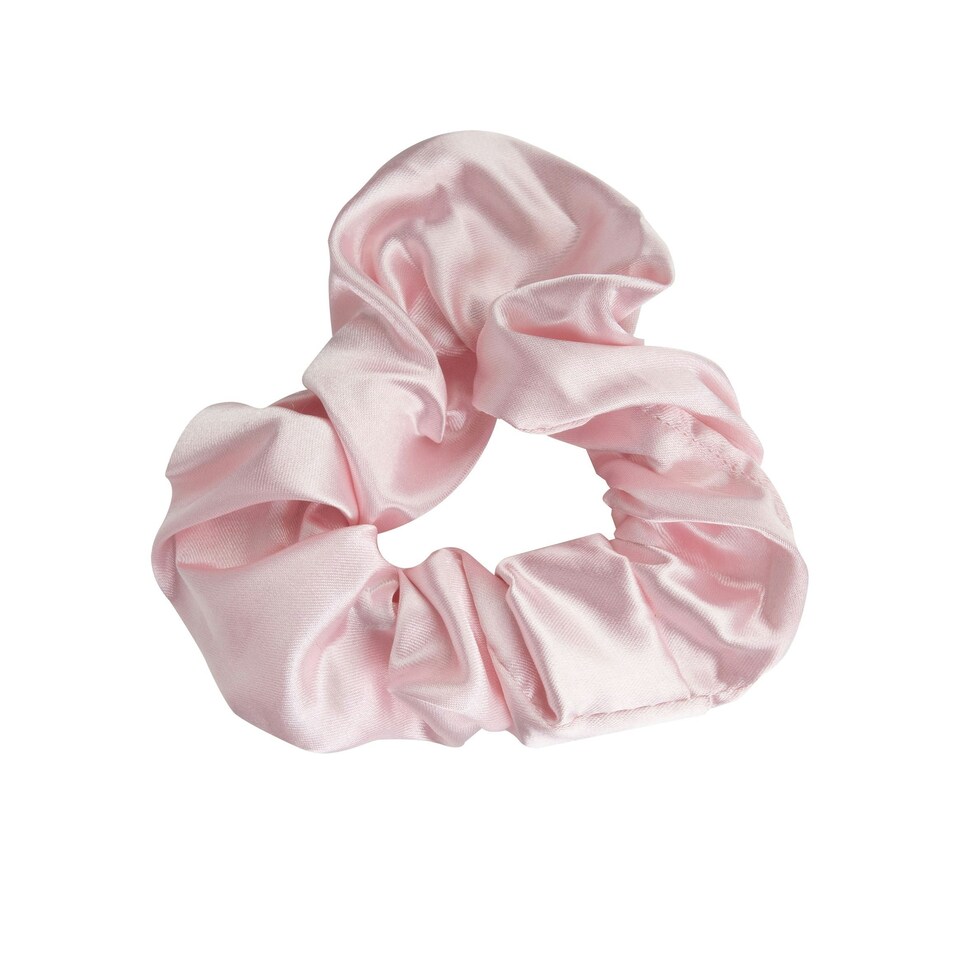 image 1 of Brushworks Pink & White Satin Scrunchies (Pack of 4)