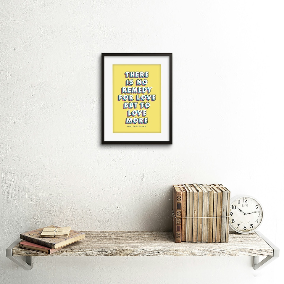 image 1 of No Remedy Love More Quote Bold Modern 9x7" Black Framed Wall Art Print