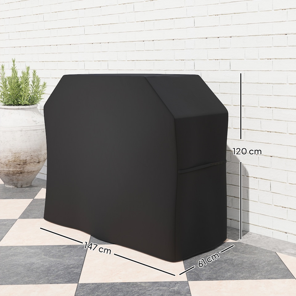 image 1 of Outsunny Barbecue Covers, Waterproof UV Protection Rip-Proof, 147 x 61 x 120cm | Black | Black