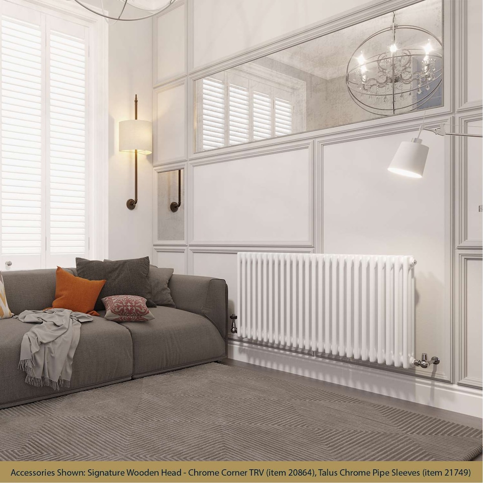 image 1 of Alpha Triple Column Heated Bathroom Radiator - White - (H) 600mm x (W) 1177mm