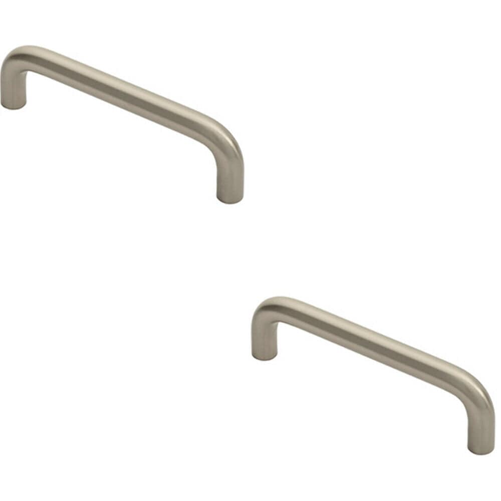 Loops 2x Round D Bar Cabinet Pull Handle 106 x 10mm 96mm Fixing Centres Satin Nickel in Metallics