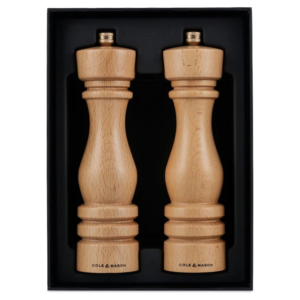 image 1 of Cole & Mason London Beech Wood Salt & Pepper Mill Set 220mm