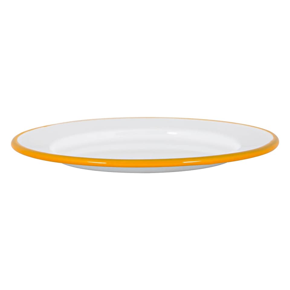 image 1 of Argon Tableware White Enamel Side Plates - 20cm - Yellow - Pack of 6