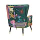 image 5 of Fabric Green Patchwork Victoria Accent Wingback Chair