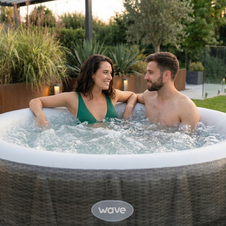 image 1 of Wave Atlantic 6 Person Inflatable Hot Tub, Brown Rattan