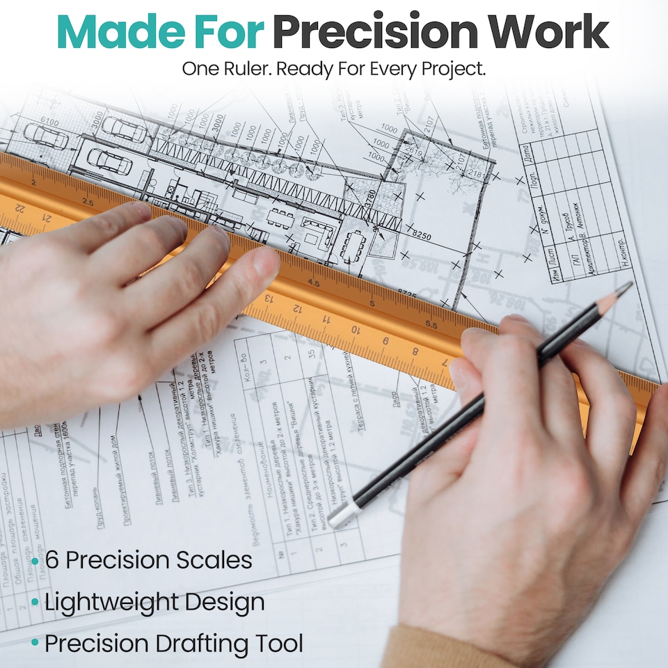 image 1 of 30cm Aluminium Triangular Ruler with 6 Precision Scales - 1pc