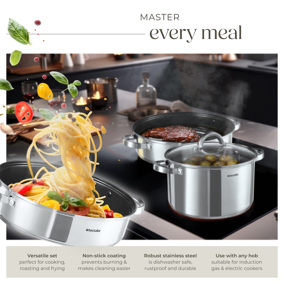 image 1 of Saucepan Set - 15-pieces, 5 saucepans, 2 frying pans, steamer, milk pot