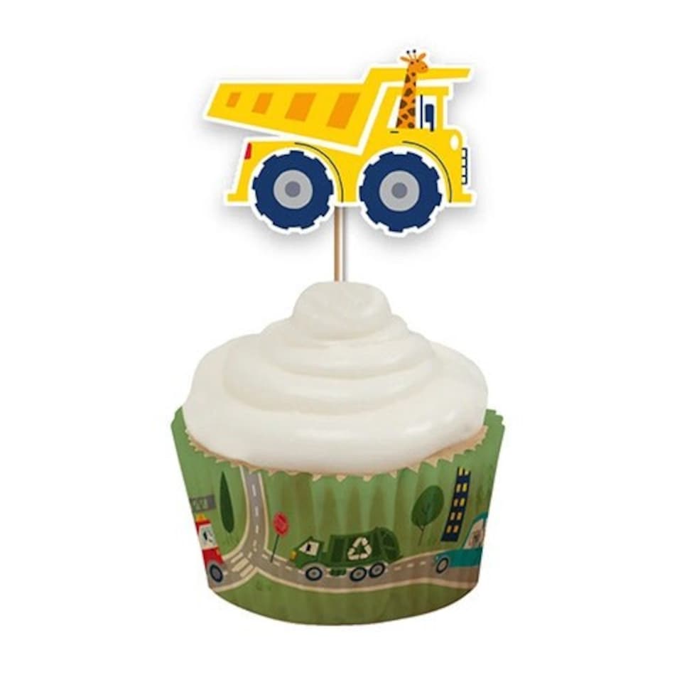 image 1 of Transport with Animals Cupcake Food Pick Toppers - Pack of 12