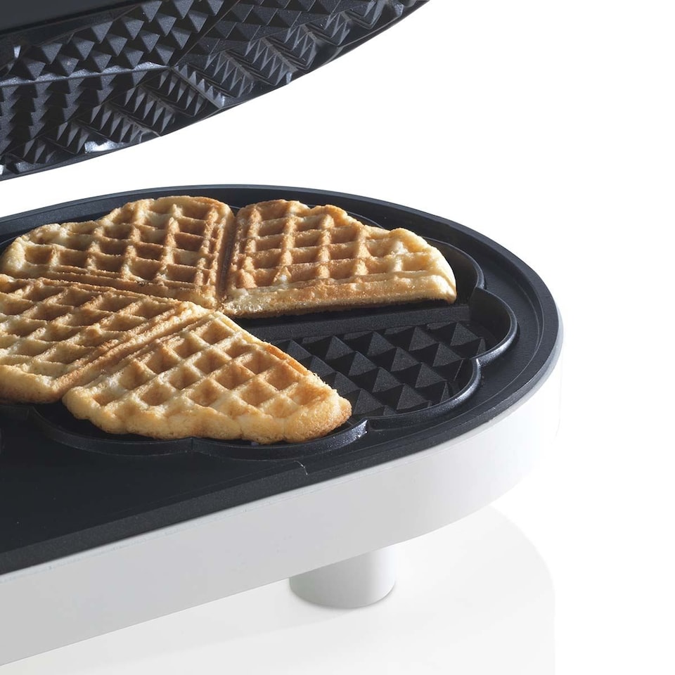 image 1 of Trebs Waffle Maker Iron, Double Heart Shape Waffle Machine with Non Stick Plates & Adjustable Temperature Control, 1200W