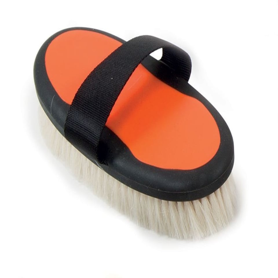 image 1 of Shires Ezi-Groom Body Brush With Goat Hair Pink | Colour: Baby Pink
Size: Large