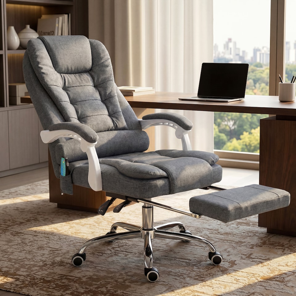 image 1 of Vinsetto Ergonomic Heated 6 Points Vibration Massage Office Chair, Grey