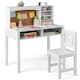 image 1 of COSTWAY Kids Desk and Chair Set Writing Table Set Wooden Children Study Table & Chair