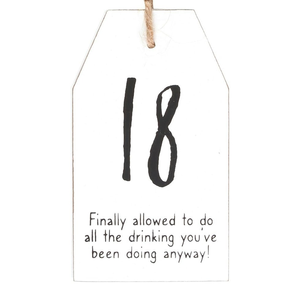 image 1 of Something Different Milestone 18th Hanging Sentiment Sign - Black/White - One Size