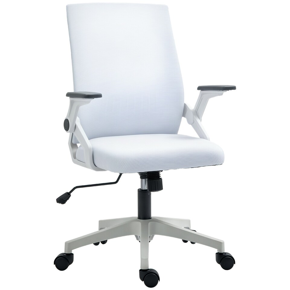 image 1 of Vinsetto Mesh Office Chair for Home with Lumbar Support, Flip-up Arm, Wheels White