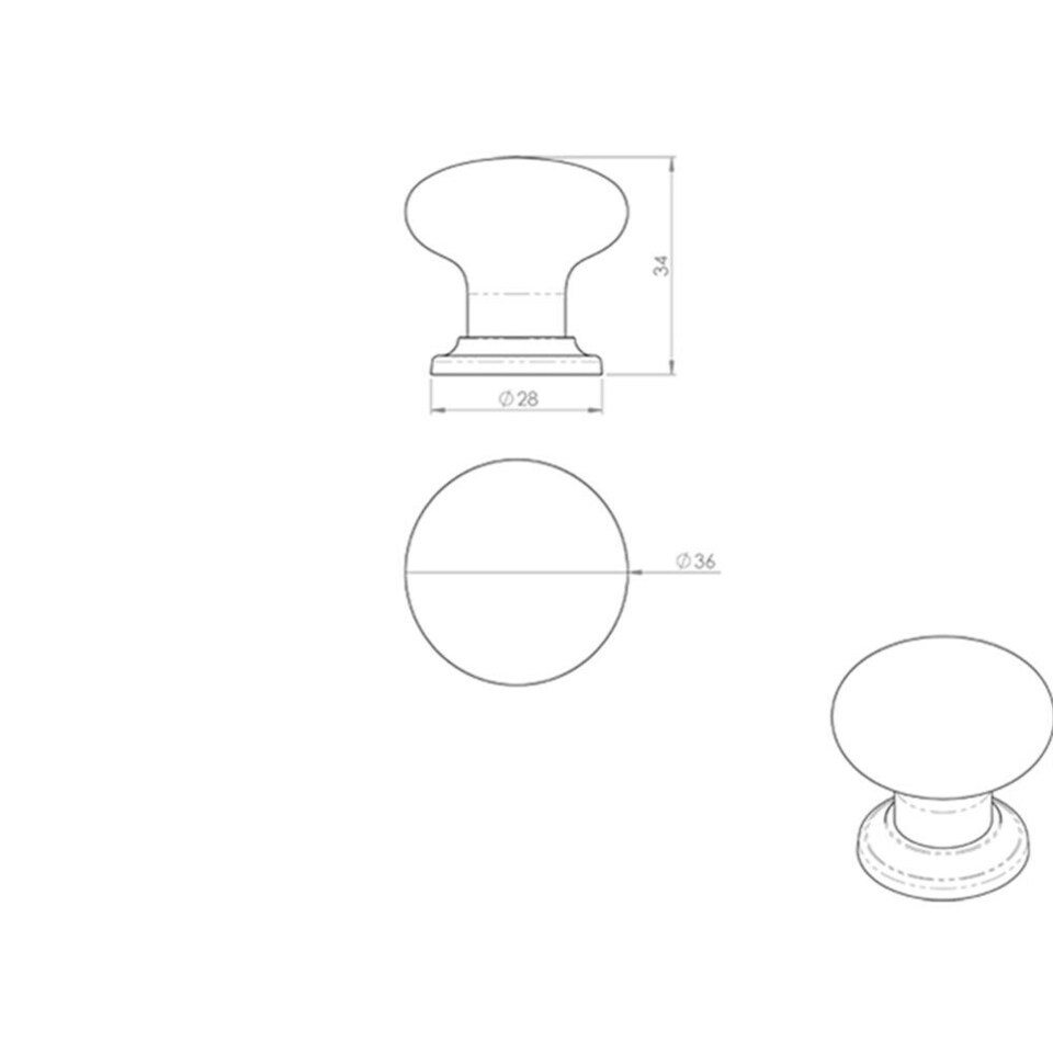 image 1 of 4x Porcelain Mushroom Cupboard Door Knob Glaze Design Polished & Matt Chrome