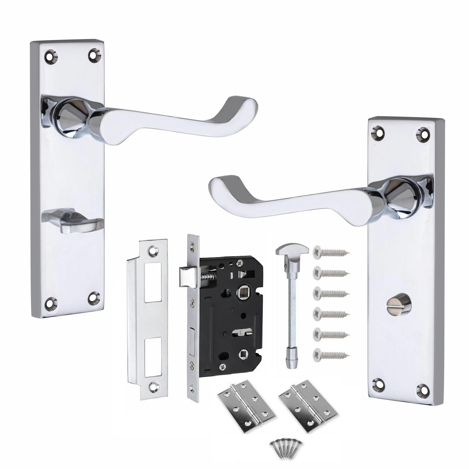 thumbnail image 2 of Haven Heritage Epsom Scroll Chrome Bathroom Door Handle With Lock - Internal 2 of 5