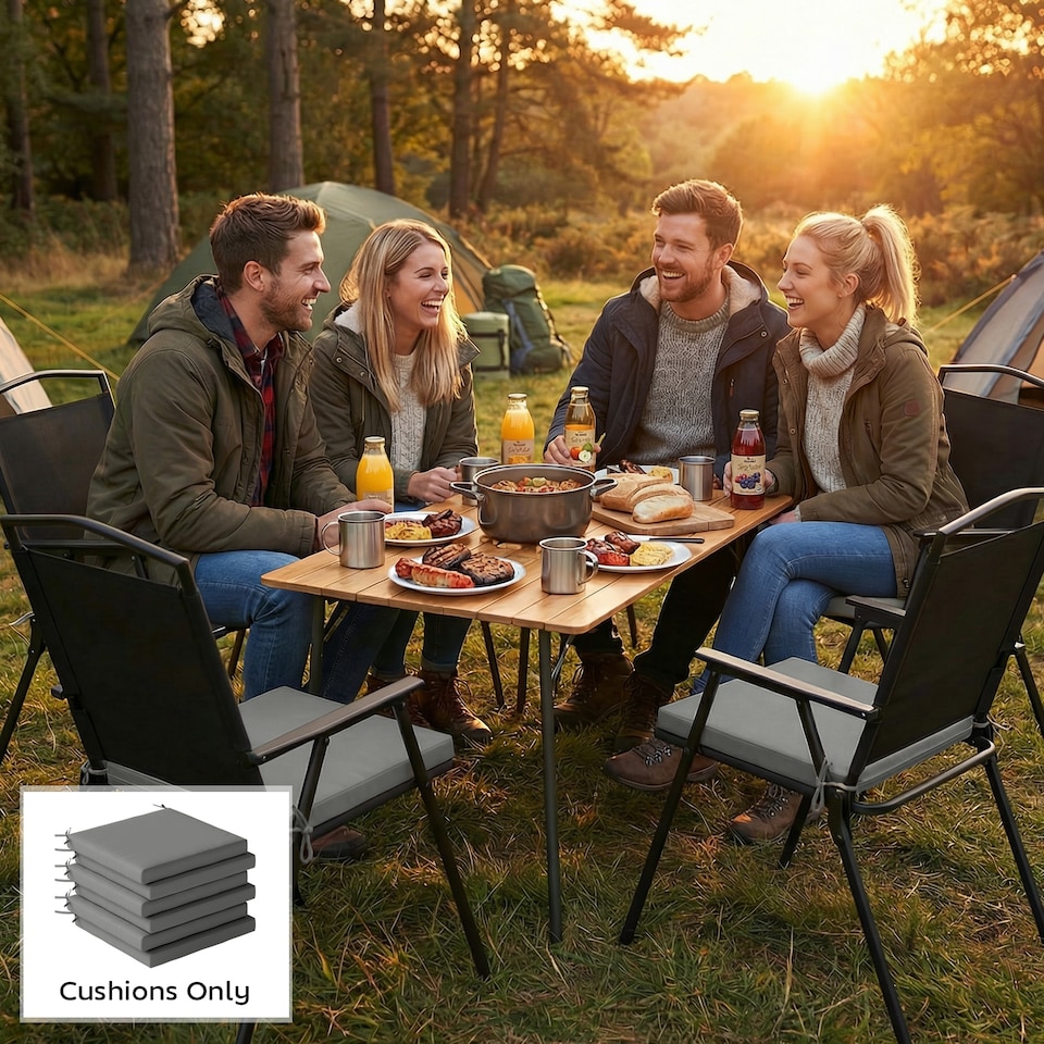 image 1 of Outsunny Seat Cushions with Machine Washable Cover | Grey | Dark Grey | 46 x 42 x 7 cm