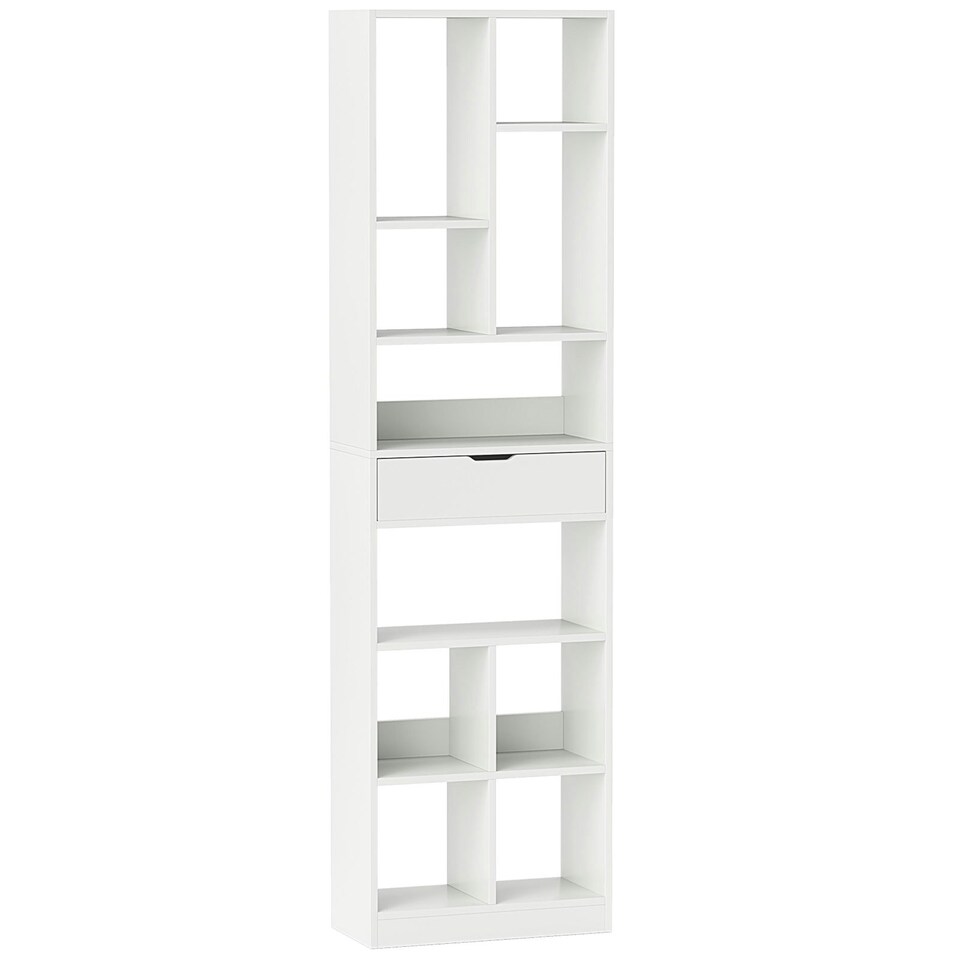image 1 of COSTWAY 180CM Bookcase Modern Bookshelf with 10 Open Cubes White