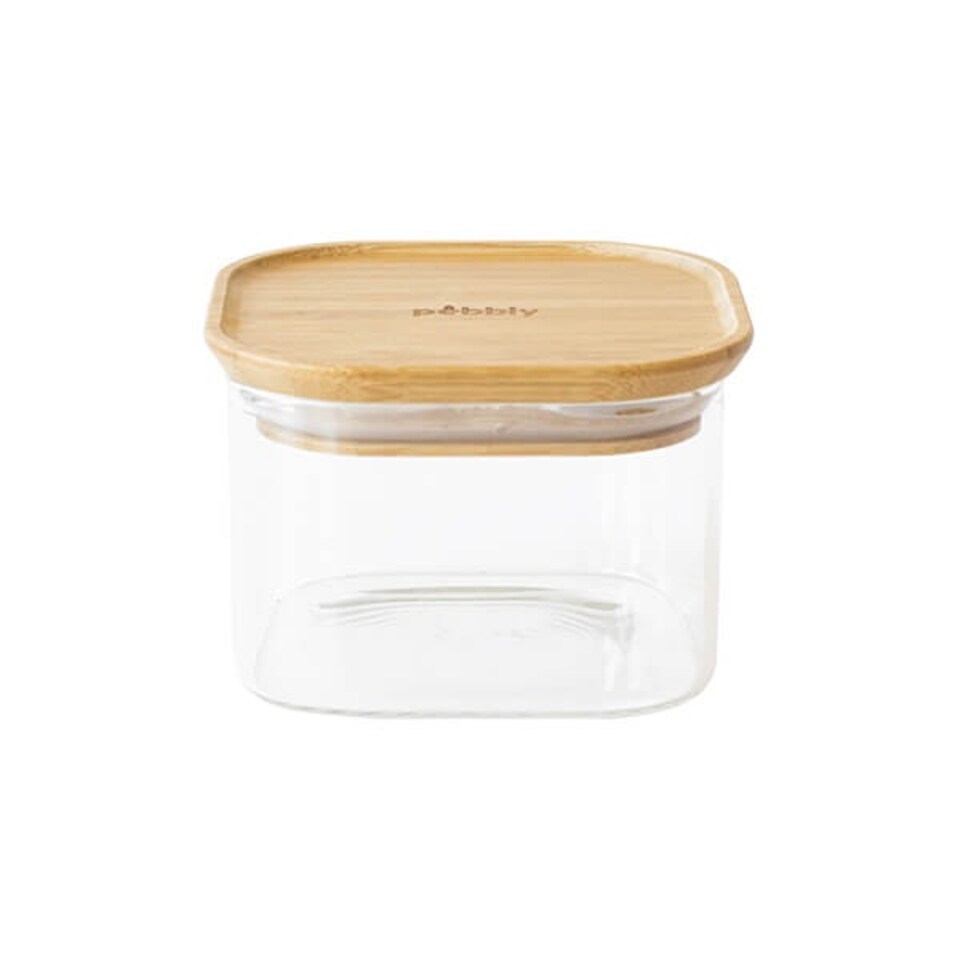 image 1 of Pebbly Square 500ml Canister With Bamboo Lid