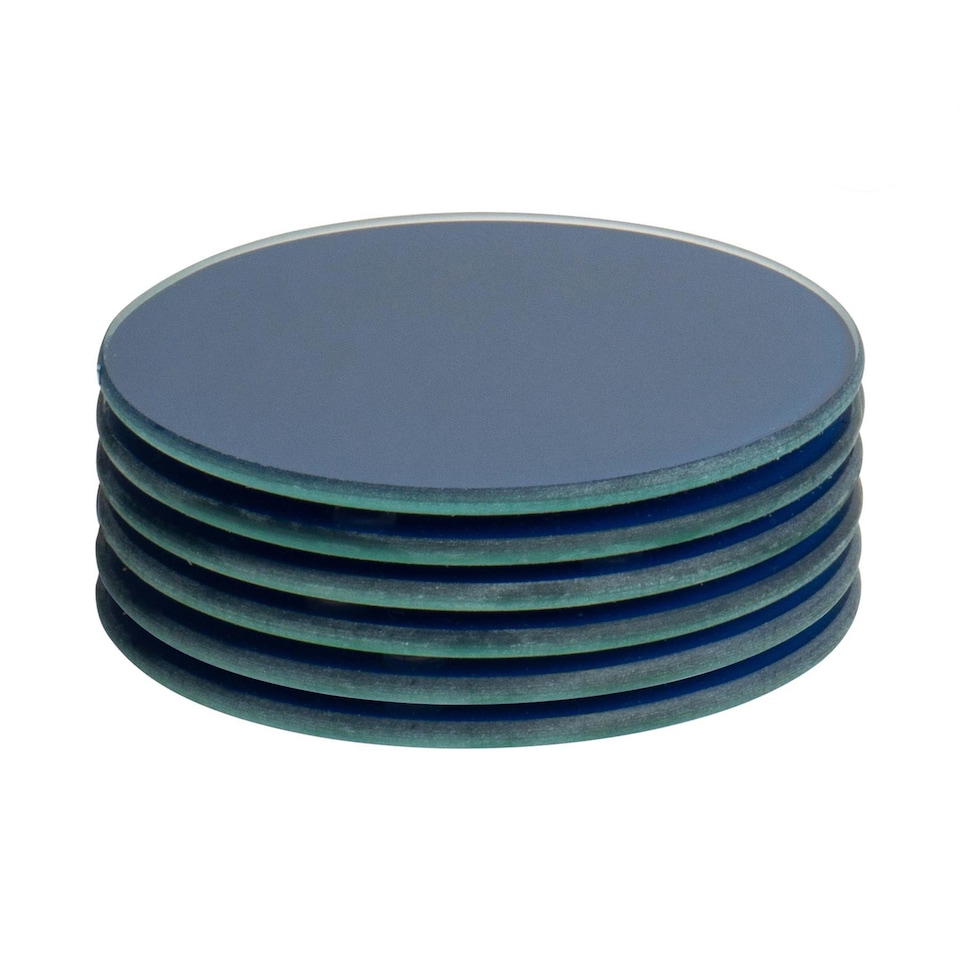 image 1 of Harbour Housewares Glass Round Coasters - 10cm - Hague Blue - Pack of 6