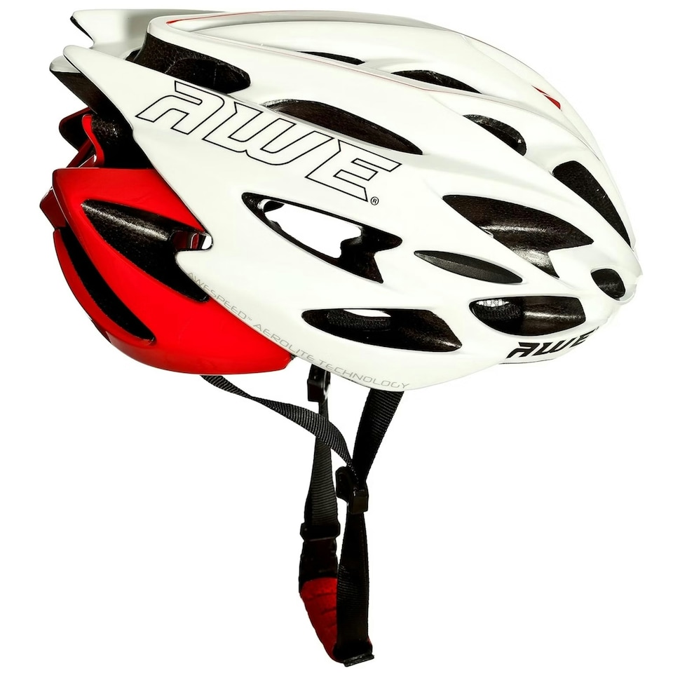 image 1 of AWE AweSpeed In Mould Adult Road Bike Helmet Large 58-61cm White/Red Crash Guarantee* | White | Red