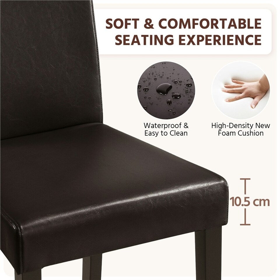 image 1 of Yaheetech Set of 4 Fabric Upholstered Dining Chairs Brown | Dark Brown