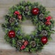 image 1 of Premier 45cm Indoor / Outdoor Christmas Wreath Decoration - Red & Green