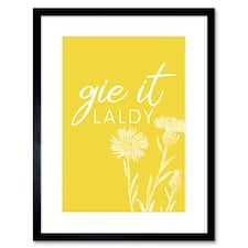 Thistle Flower Scotland Quote Gie it Laldy Bold 9x7" Black Framed Wall Art Print
