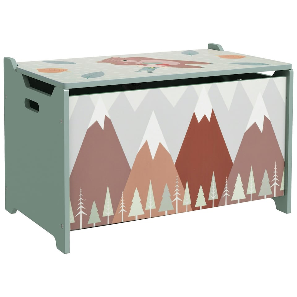 image 1 of ZONEKIZ Toy Box, Kids Toy Chest with Lid, Safety Hinge - Green