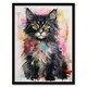image 1 of Kitten Colourful Oil Bright Baby Cat Black Framed Wall Art Print A4