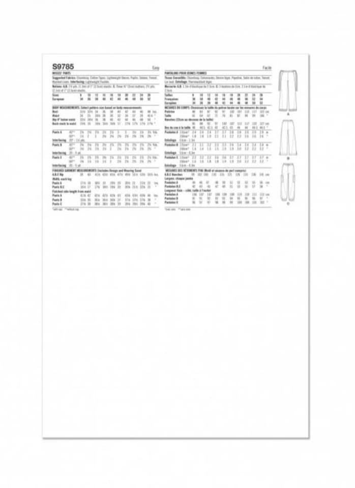 image 1 of Simplicity 9785 Paper Sewing Pattern – Women’s Trousers, Size Y5 (18–20–22–24–26), Easy