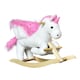 image 1 of HOMCOM Kids Rocking Horse Toy, Plush Unicorn Rocker Seat with Wood Base and Music, for 1.5-3 Years