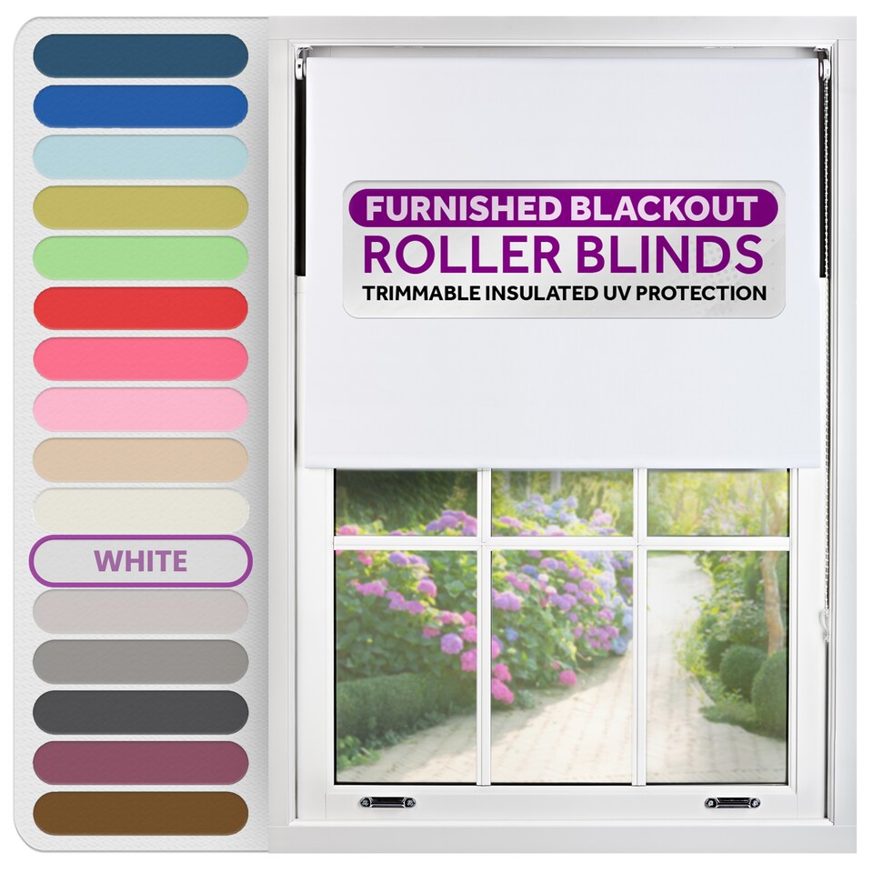 image 1 of Blackout Roller Blind 85cm Wide x 165cm Long | White | White