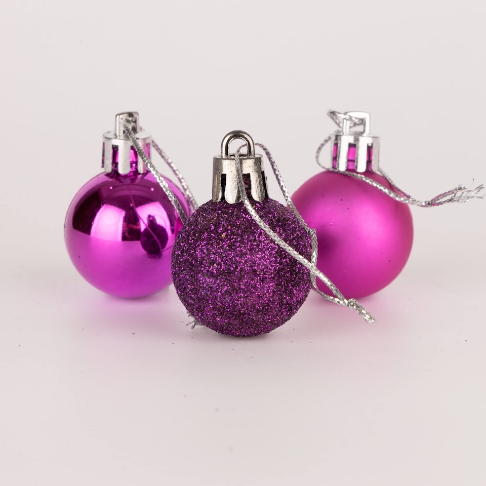 image 1 of Purple Shatterproof Christmas Baubles 3cm - Pack of 12