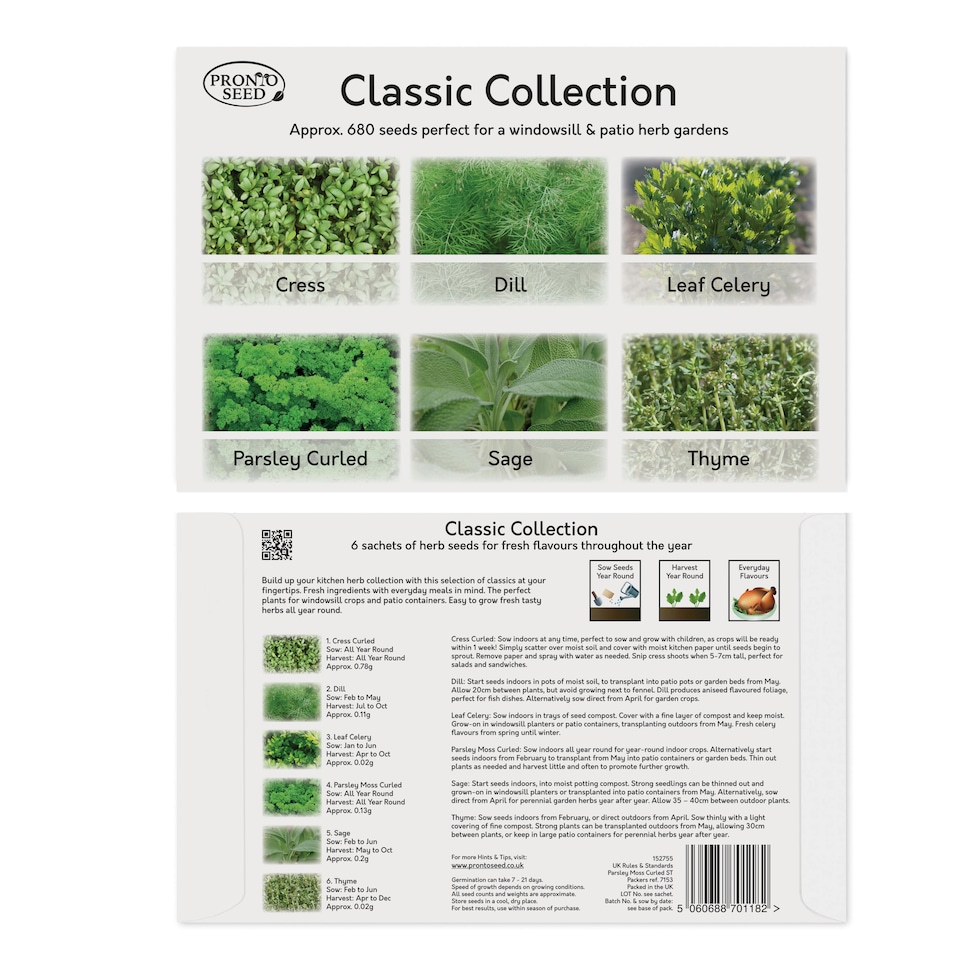 image 1 of Pronto Seed Herb Seeds Bumper Pack – 24 Culinary Herb Varieties, Over 2,600 Seeds for Kitchen & Garden Growing
