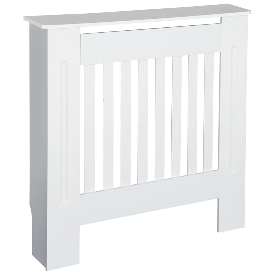 image 1 of HOMCOM Radiator Cover Wooden Cabinet Vertical Slatted Vent MDF White Home